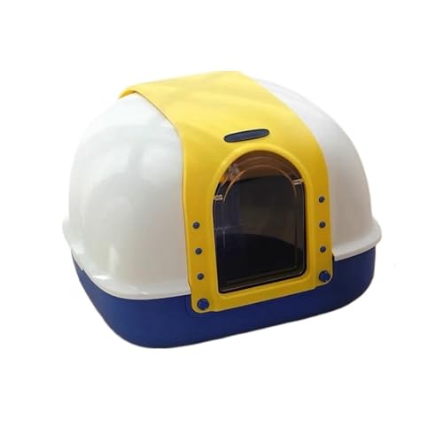 Katzentoilette, Abgedeckte Katzentoilette for Hauskatzen, große, geschlossene Katzentoilette mit Spritzschutz, leicht zu reinigen und zusammenzubauen, inklusive Schaufel und Matte, Pet Box(Yellow) von Cenz-888