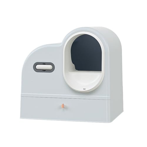 Katzentoilette, Große Katzentoilette, vollständig geschlossene Katzentoilette, spritzwassergeschützte Katzentoilette, Schubladentyp, großer Platz for Katzen, Pet Box(Grigio) von Cenz-888