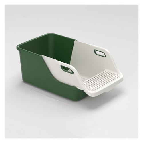 Katzentoilette, Große Katzentoilette mit hohen Seitenwänden, Katzentoilette mit Spritzschutz, offene Katzentoilette, ideal for kleine und große Katzen, leicht zu reinigen, Pet Box(Green) von Cenz-888