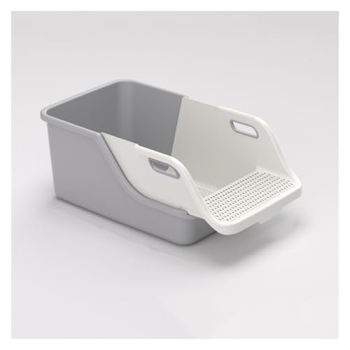 Katzentoilette, Große Katzentoilette mit hohen Seitenwänden, Katzentoilette mit Spritzschutz, offene Katzentoilette, ideal for kleine und große Katzen, leicht zu reinigen, Pet Box(Grigio) von Cenz-888