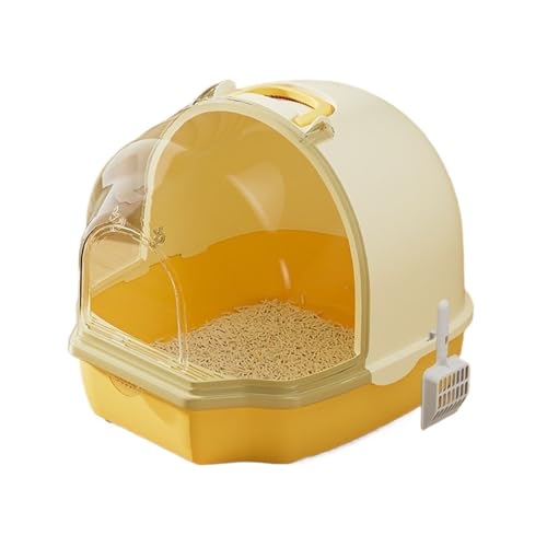 Katzentoilette, Jumbo-Katzentoilettengehäuse mit Fronttürklappe, geschlossene Katzentoilette aus Kunststoff mit Griff, spritzschutzfreie Katzentoilette, Pet Box(Yellow) von Cenz-888