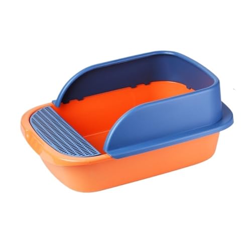 Katzentoilette, Katzentoilette, spritzwassergeschütztes, halbgeschlossenes Katzentoilettenbecken, rechteckiges, halbgeschlossenes, spritzwassergeschütztes Katzenklo, Pet Box(Orange,Groß) von Cenz-888