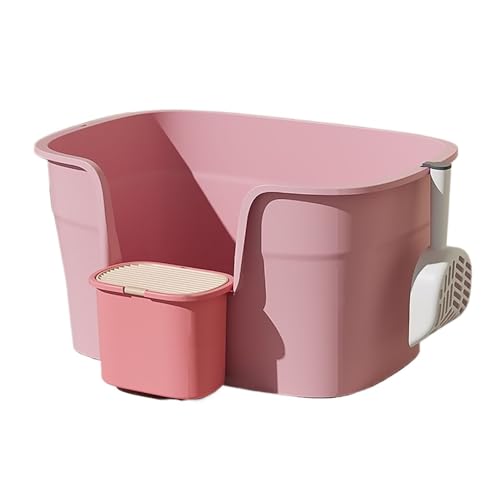 Katzentoilette, Katzentoilette XL mit hohen Wänden, Katzentoilette mit Spritzschutz, große Katzentoilette mit hohen Wänden, Katzentoilette for mehrere Katzen, Jumbo-Katzentoilette, Pet Box(Pink) von Cenz-888