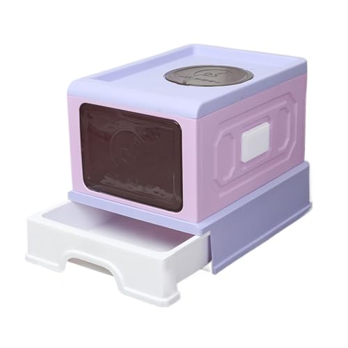 Katzentoilette, Vollständig geschlossene Katzentoilette, Katzentoilette mit Fronteingang und Ausgang Oben, große Toilettenboxen, Katzentoilette mit Schublade, Heimtierbedarf, Pet Box(Purple) von Cenz-888