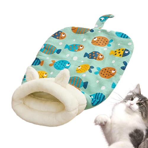 Bequemer Katzenschlafsack, Katzensackbett, gemütliches, beruhigendes Katzenbett mit Schwanz, Katzenversteck, bequemer Haustier-Kuschelsack für Hauskatzen unter 8 kg, 55 x 45 cm von Ceprznvey