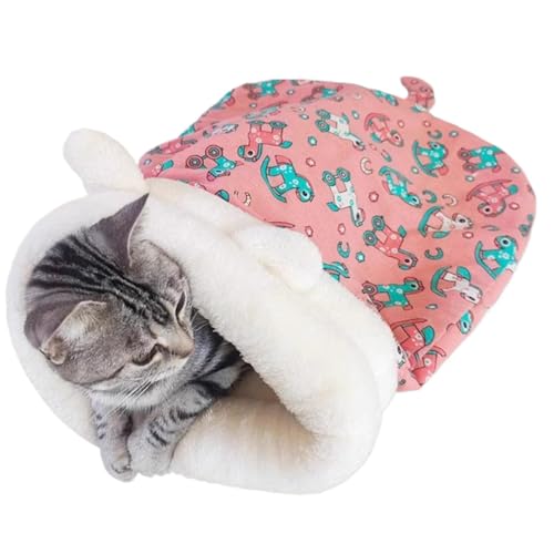 Bequemer Katzenschlafsack, Katzensackbett, gemütliches, beruhigendes Katzenbett mit Schwanz, Katzenversteck, bequemer Haustier-Kuschelsack für Hauskatzen unter 8 kg, 55 x 45 cm von Ceprznvey