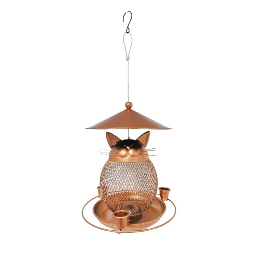 Bird Feeder, Parrot Feeding Station, Squirrel-Proof Bait Container, Cute Cat-Shaped Design Sturdy Weather-Resistant Easy to Clean for Pets, 7.87x8.66 Inches von Ceprznvey