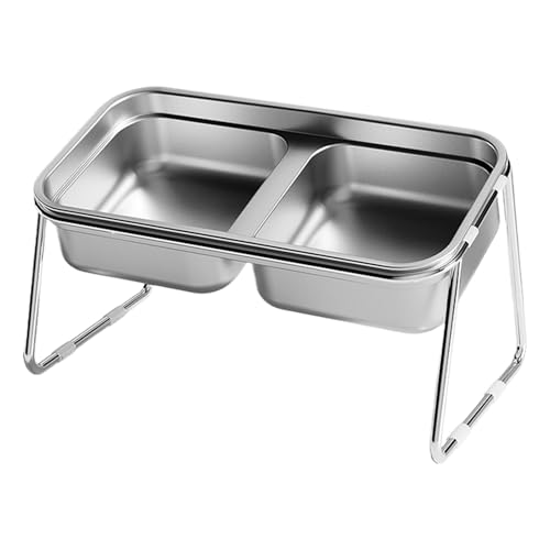 Cat Food Bowl, Elevated Cat Bowl, Pet Feeding Dish, Double Bowl Raised Stainless Steel Food and Water Feeder, 15 Degree Inclined Design, 7.68x4.33x4.33 Inches for Small, Medium, and Large Cat von Ceprznvey