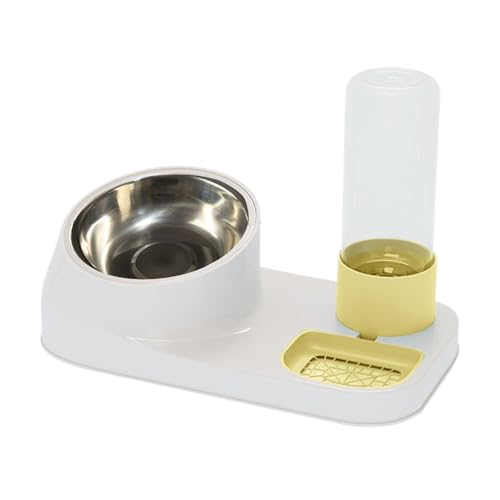 Cat Food Dispenser, Stainless Steel Pet Bowl, Kitten Feeder Set, Automatic Waterer Sturdy and Long Lasting Ideal for Small Animals, 11.81x6.69x8.27 Inches von Ceprznvey