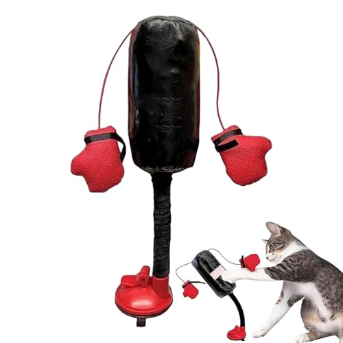 Cat Punching Bag Toy, Interactive Cat Toy, Portable Kitten Boxing Tool, Creative Companion for Cats and Small Pets, Compact Plaything, Fun Playtime Activity, Red, 1 Piece von Ceprznvey