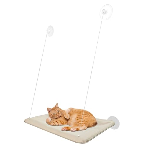 Cat Window Bed, Window Hammock Perch, Heavy Duty Cat Resting Seat, 4 Strong Suction Cups, Comfortable & Sturdy, Ideal for Indoor Large Pets, 14.17x8.46x2.95 Inches von Ceprznvey