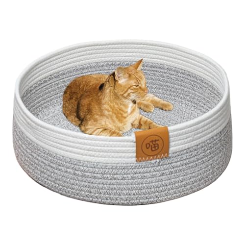 Ceprznvey Round Woven Cat Bed, Cotton Rope Nest, Round Woven Cat Bed, Medium-Sized Pet Bed, Large Scratching Basket, Warm Cotton Rope, Woven Scratching Bed Basket, for Small Medium Large Cat and Dogs von Ceprznvey