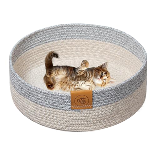 Ceprznvey Round Woven Cat Bed, Cotton Rope Nest, Round Woven Cat Bed, Medium-Sized Pet Bed, Large Scratching Basket, Warm Cotton Rope, Woven Scratching Bed Basket, for Small Medium Large Cat and Dogs von Ceprznvey