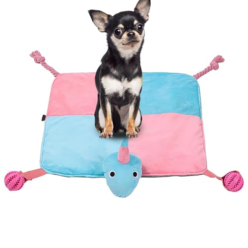 Dog Sniff Mat, Interactive Slow Feeding Pad, Puppy Feeding Toy, Pull Rope & Food Leaking Ball, Stimulating Mat for Indoors, Polyester & Cotton, 12x12 Inches von Ceprznvey