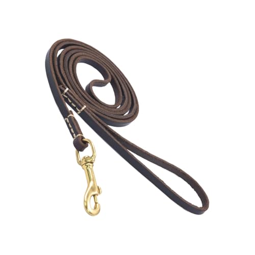 Dog Traction Rope, Dog Safety Belt, Ergonomic Training Tool, Leather & Brass Material, Lightweight and Sturdy, Walking and Training for Medium Dogs, 61.02x0.24x0.04 In. von Ceprznvey