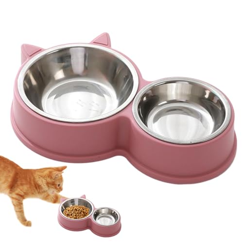 Edelstahl-Katzenschüsseln, rutschfeste Hundehütten, Katzenohrenform, verhindert Tipping Design, Thickened Puppy Licking Toys, Futter und Wasserschale für Haustiere, 40 x 14 x 4 cm von Ceprznvey