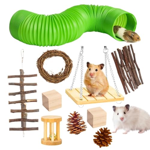 Ceprznvey Guinea Teeth Toys, Small Animal Tunnel, Hamster Wood Sticks Guinea Tube, Bunny Chew Toys for Teeth, Small Animal Toys for Guinea Hamster Chinchillas, 13.39x9.45x3.15 inches von Ceprznvey