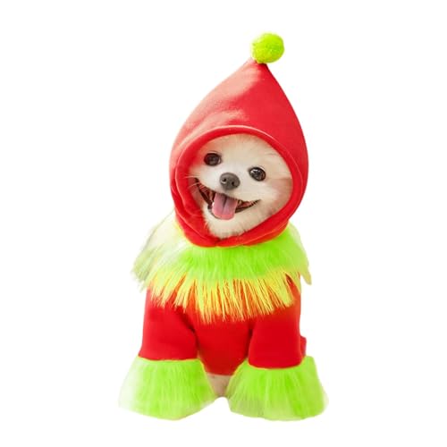 Hund Weihnachten Outfit, Cartoon Hund Weihnachtsmann Kostüm Weihnachten Hund Outfit Lustige Hund Weihnachtskleidung Haustier Weihnachten Cosplay Kleidung für Kleine Hunde Große Hunde Polyester von Ceprznvey