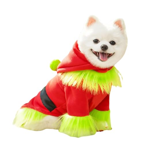 Hund Weihnachten Outfit, Cartoon Hund Weihnachtsmann Kostüm Weihnachten Hund Outfit Lustige Hund Weihnachtskleidung Haustier Weihnachten Cosplay Kleidung für Kleine Hunde Große Hunde Polyester von Ceprznvey