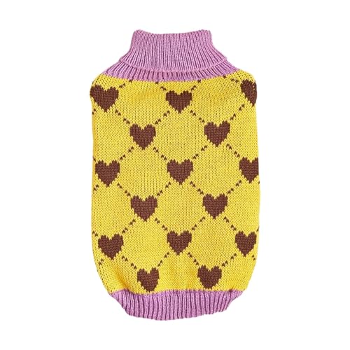 Hundepullover, Haustierkleidung, Welpen-Winterpullover, Hunde-Rollkragenpullover, warmer Winter-Hundepullover mit Rollkragen und Herzmuster für kleine Hunde, gestrickter Hundepullover, gemütlicher von Ceprznvey