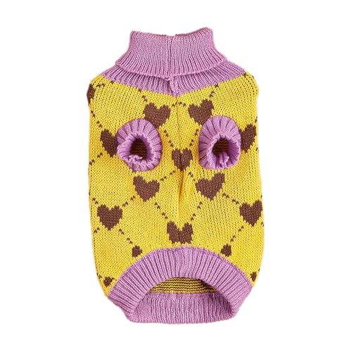 Hundepullover, Haustierkleidung, Welpen-Winterpullover, Hunde-Rollkragenpullover, warmer Winter-Hundepullover mit Rollkragen und Herzmuster für kleine Hunde, gestrickter Hundepullover, gemütlicher von Ceprznvey