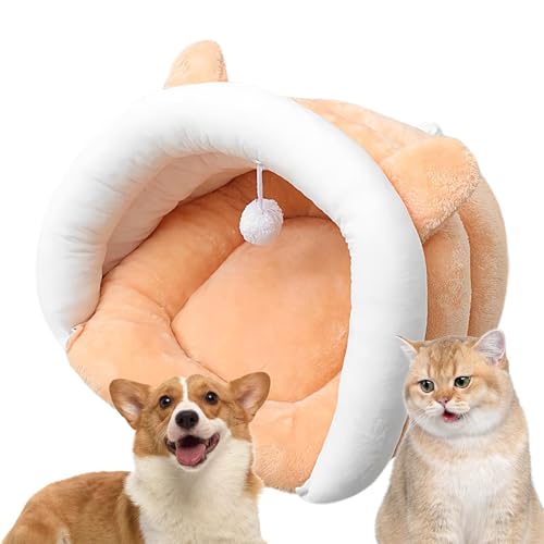 Katzenbett mit Spielball, Katzenhaus Süße Pantoffel-Form, Katzenbett mit Abdeckung, Halbgeschlossenes Katzenbett mit hängendem Ball, Waschbares kleines Hundehöhlenbett, Katzen-Versteck Hauszelt für von Ceprznvey