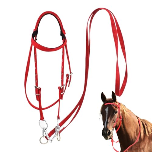 Portable Horse Headstall and Reins, Adjustable Nylon Bridle, Safety Animal Bridle, Compact Metal Hardware, Perfect for Stable Riding, Ranch, and Trail Use von Ceprznvey