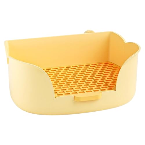 Rabbit Litter Tray, Bunny Litter Box, Spray-Proof Semi-Enclosed Small Animal Cage Toilet for Maintaining a Clean and Organized Pet Area, Yellow, 500g, PP Material von Ceprznvey