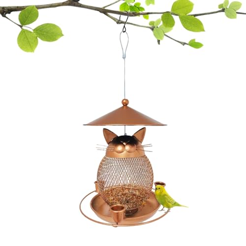 Stylish Bird Feeder, Leak-Proof Cat-Shaped Food Feeder, Interactive Food Container with Drainage Hole for Parakeets, Cockatiels, Canaries, 7.87x8.66 inches von Ceprznvey