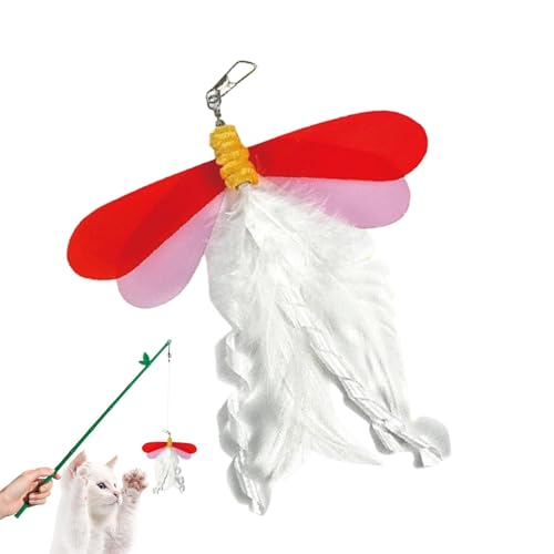 Trainingsstick Toy, Katzenspielzeug, Dragonfly Shaped Cat Teaser, Feather Toys, Kitten Feather Stick, Katzenspielzeug Feather Ersatz für Katzenspielzeug, Physikalisches Training und Spielen, Home von Ceprznvey