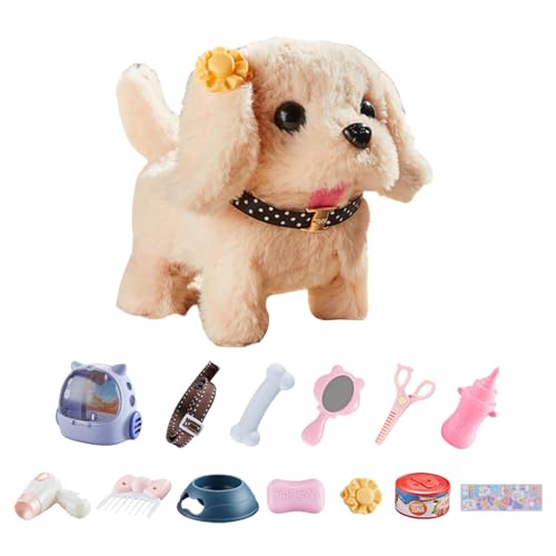 Walking Puppy Toy, Plush Cute Electronic Dog Toy, Pet Backpack Puppy Toy, Simulation Electric Plush Puppy, Feeding Deluxe Kit for Toy Dog, Interactive Puppy Toy for Kids, Plush Walking Dog Toy von Ceprznvey