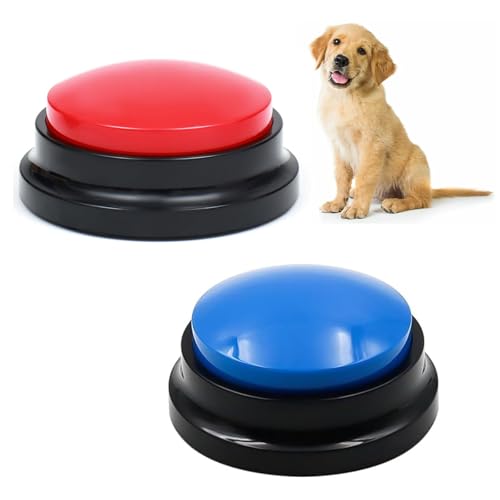 Buzzer mit Aufnahmefunktion, Hundetasten, Buzzer with Recording Function, Hunde Button, Buzzer mit Sound, Buzzers Aufnahmefähige Tasten, 2 Stück Hundeknopf für die Kommunikation für Hund Interaktion von Cerioll