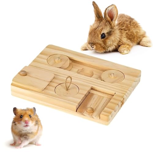 Meerschweinchen Spielzeug, Hamster Spielzeug, Hamster Accessory Set, Hamster Spielzeug aus Holz, 6 In 1 Holzspielzeug Zur Futtersuche für Hamster Meerschweinchen Chinchillas Rennmäuse Zwerghamster von Cerioll