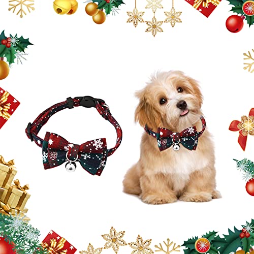 Weihnachtshalsband,Weihnachtskatzenhalsband,Haustier Weihnachtshalsband, Weihnachts-Fliege, Weihnachts-Hundehalsband mit Glöckchen,Fliege & Glocke Mode Weihnachtskostüm für Katzen & kleine Hunde von Cerioll