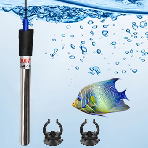 Cerkkapo 300W Aquarium Heizung, 304 Edelstahl Aquarium Heizer, Aquarium Heizung Mit Saugnäpfen,Temperatur Einstellbare Heizstab Aquarium,Aquarium Heizstab, zum Fischtanks und Aquarium(18-34℃, 220V) von Cerkkapo