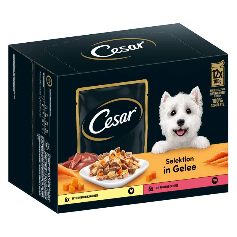 12 x 100 g / 40 x 100 g Cesar Portionsbeutel zum Sonderpreis! - Selektion Fleisch und Gemüse in Gelee (12 x 100 g) von Cesar