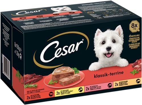 CESAR Schale Multipack Klassik-Terrine 4 Varietäten 8 x 150g von Cesar