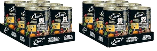 Cesar Adult Hundenassfutter Natural Goodness, 6 Dosen, 6x400g – Ausgewogenes Premium Hundefutter nass, reich an Huhn, mit natürlichen Zutaten hergestellt (Packung mit 2) von Cesar