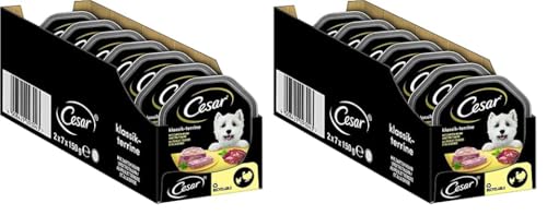 Cesar Hundefutter Nassfutter Klassiker mit zartem Huhn und Truthahn, 14 Schalen (2 x 7 x 150g) (Packung mit 2) von Cesar