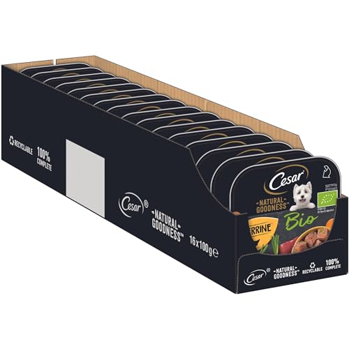 Cesar NATURAL GOODNESS Premium Bio Hunde Nassfutter in der Schale Terrine mit Huhn 16x100g von Cesar