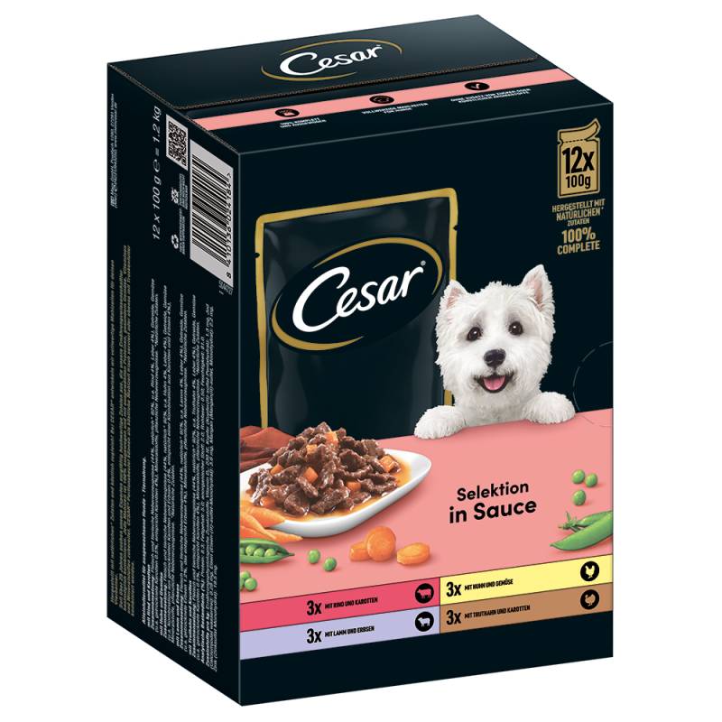 Cesar Nasfutter für Hunde zum Sonderpreis! - Selektion Fleisch und Gemüse in Sauce (12 x 100 g) von Cesar