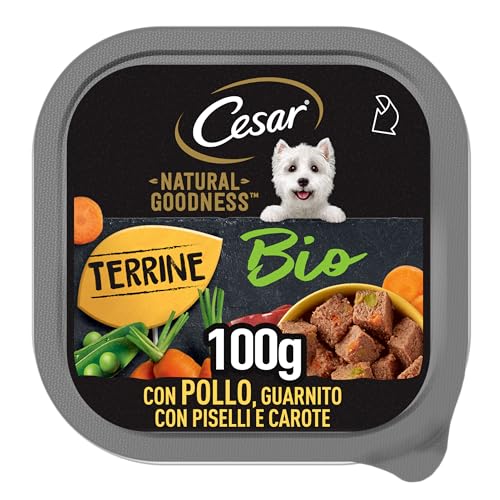 Cesar Natural Goodness Bio Huhn und Gemüse, komplettes Bio-Nassfutter für Hunde, 16 Dosen à 100 g von Cesar