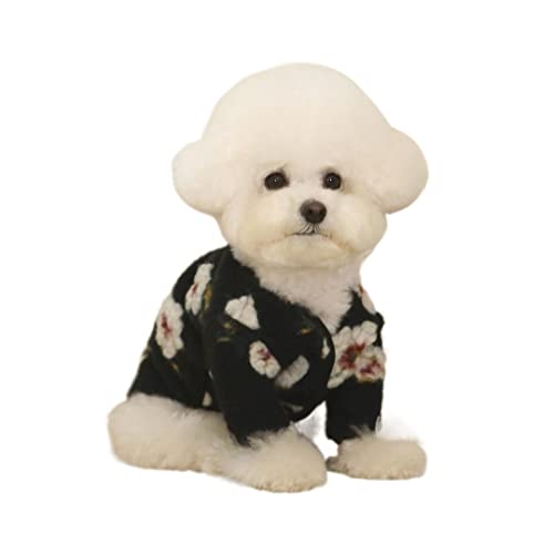 Cesisan Hund Hündchen Pullover Pullover Pullover Blume Warm Puppy Bequem Herbst Yorkshire Helfen Sie Ihrem Welpen, sich warm zu halten (Color : BLACK, Size : L) von Cesisan