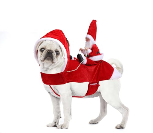 Hundekostüm Weihnachten, CestMall Haustier Weihnachtskostüm Hund Santa Claus Reiten Weihnachtskostüm Haustier Kleidung mit Santa Claus Reiten auf Haustier Weihnachten Costume Halloween Xmas Party von CestMall