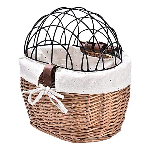 Cetfuro Katze Hund Fahrrad Vorne Lenker Korb Haustiere Sitz Handgewebte Wicker Rennrad Fahrrad Korb Haustier Katze Hund TräGer von Cetfuro