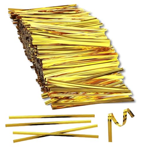 Cfcyhla 1000 Stück Twist Ties Metallischen Bindebaender Verschluss Für Tüten Gold Bindebaender Tütenclips Verschlussstreifen Bindestreifen Für Bäckerei Süßigkeitentüten Plätzchen Schokolade(3.9inch) von Cfcyhla