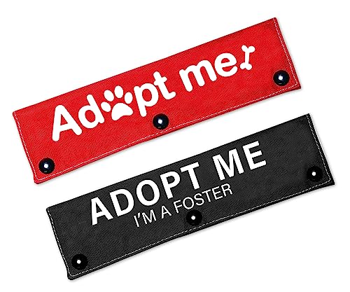 Cgvovgr Adopt Me/I'm A Foster Dog Leash Sleeve 2 Set Dog Leash Tag Adopt Me Dog Leash Wrap - Includes Red and Black 2 Sleeves for Dog Owner Gift Dog Rescue Gift von Cgvovgr