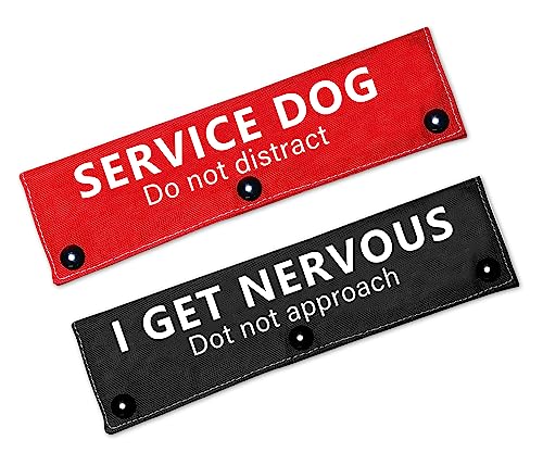 Cgvovgr Service Dog/I Get Nervous Black and Red 2 Set Funny Dog Leash Sleeve Service Dog Do Not Distract Dog Leash Wrap for Pet Birthday Gift von Cgvovgr