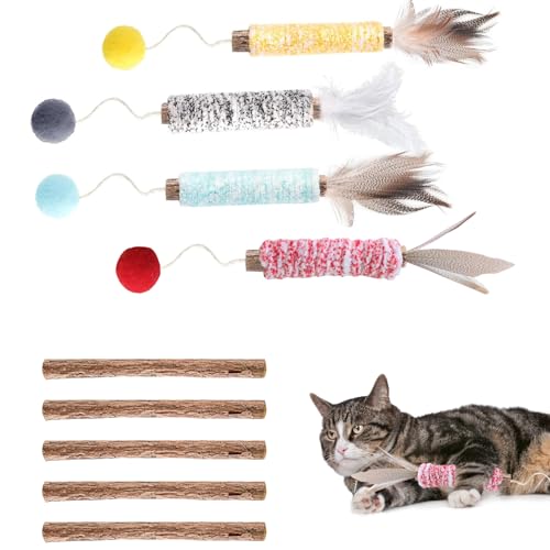 ChAusa 9 Stück Kausticks für Katzen,Matatabi Stick Katze, Katzenspielzeug,Sticks für Katzen Kaustangen, Katzensticks Zur Zahnreinigung Katze Zahnpflege Spielzeug für Kratzen,Spielen, Kauen von ChAusa