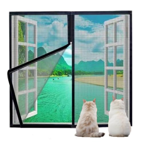 Chaexii DIY Custom Size Window Mesh Proof Cat Safety Screen Fliegengitter Netz Anti-Moskito Insekt Selbstklebendes Netz mit Reißverschluss für Balkon & Fenster von Chaexii